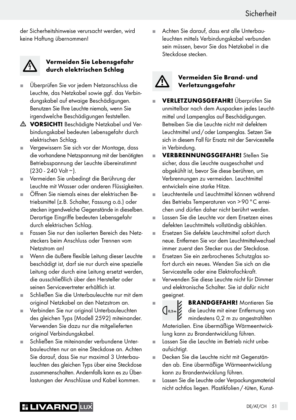 Sicherheit | Livarno 2592/014L·2592/016L User Manual | Page 51 / 57