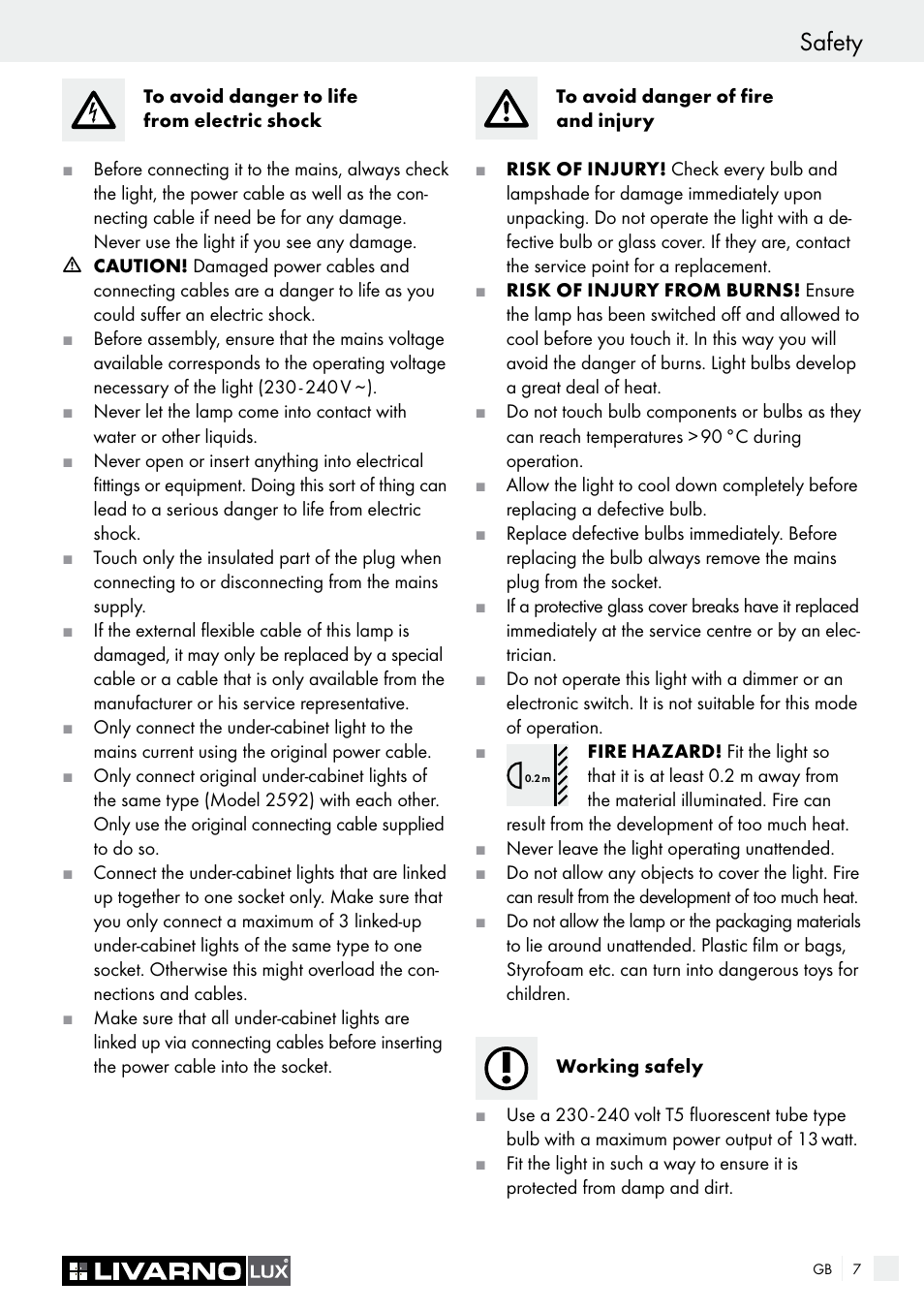 Safety | Livarno 2592/014L·2592/016L User Manual | Page 7 / 57