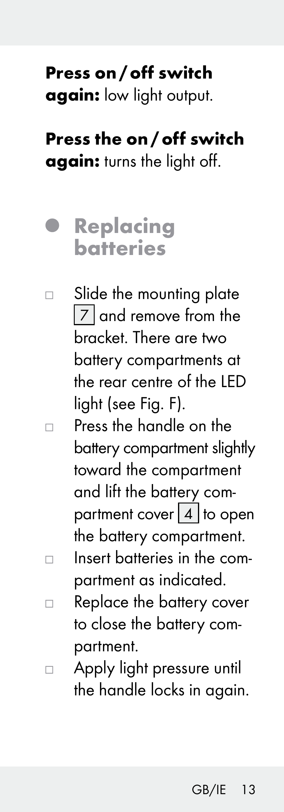Replacing batteries | Livarno 102738-14-01/ 102738-14-02 User Manual | Page 13 / 102