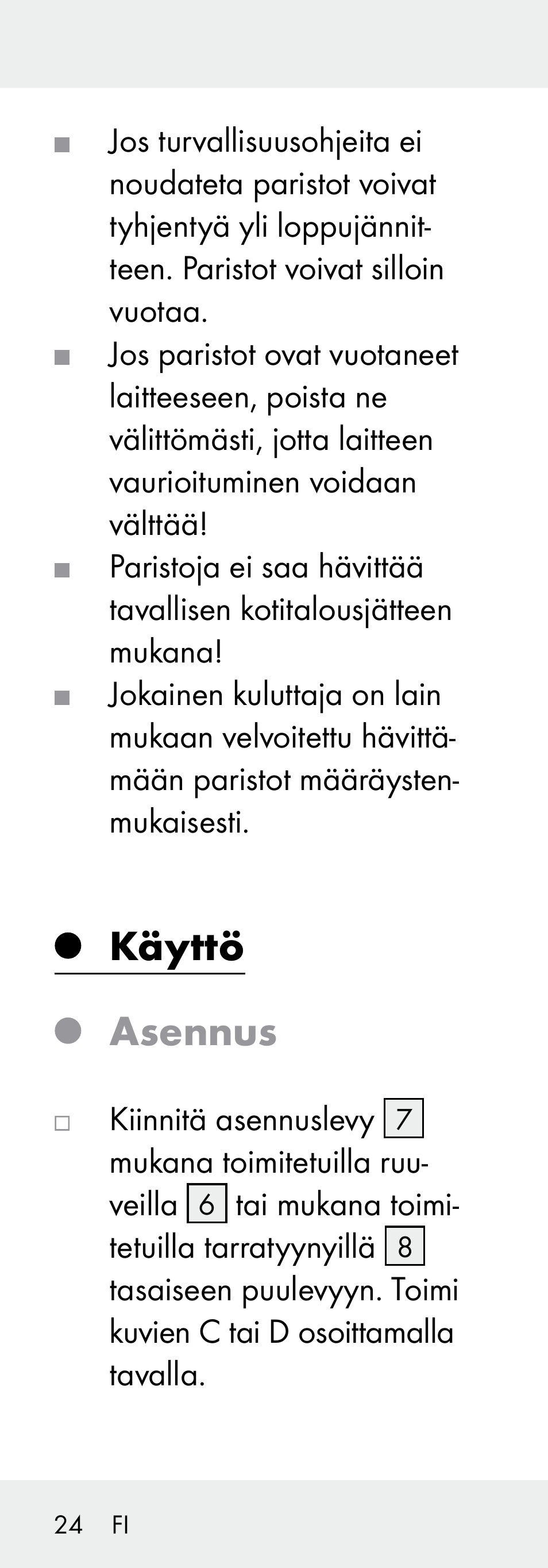 Käyttö asennus | Livarno 102738-14-01/ 102738-14-02 User Manual | Page 24 / 102