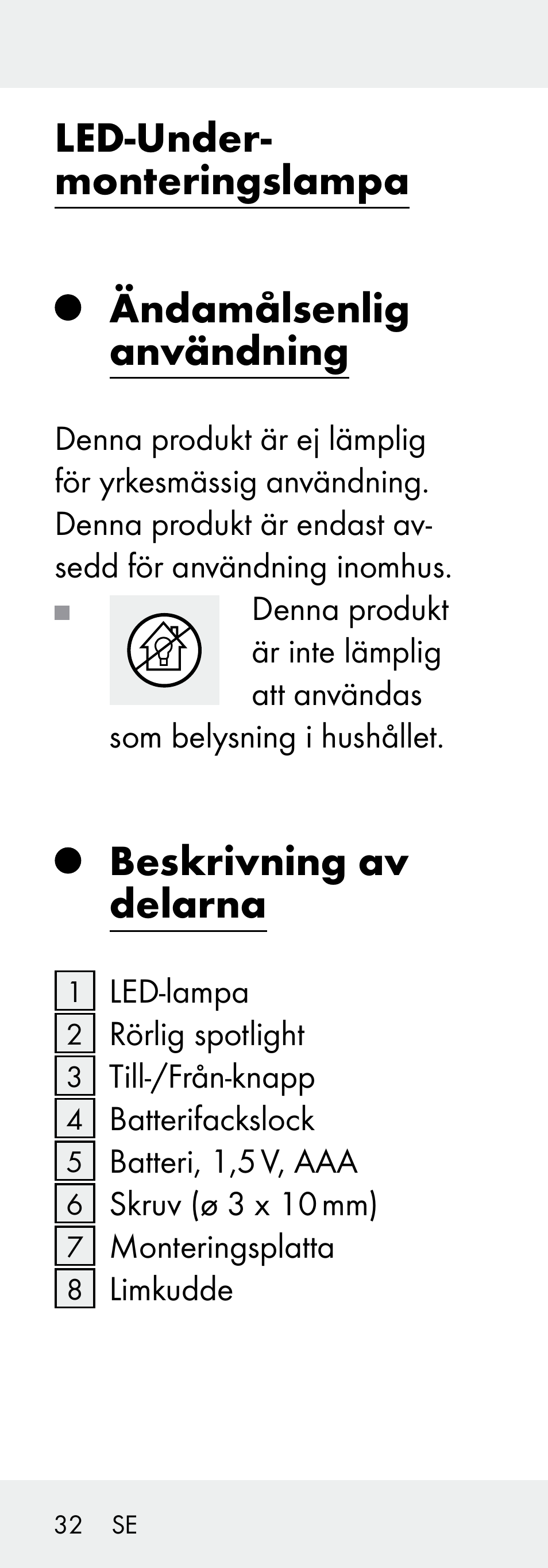 Beskrivning av delarna | Livarno 102738-14-01/ 102738-14-02 User Manual | Page 32 / 102