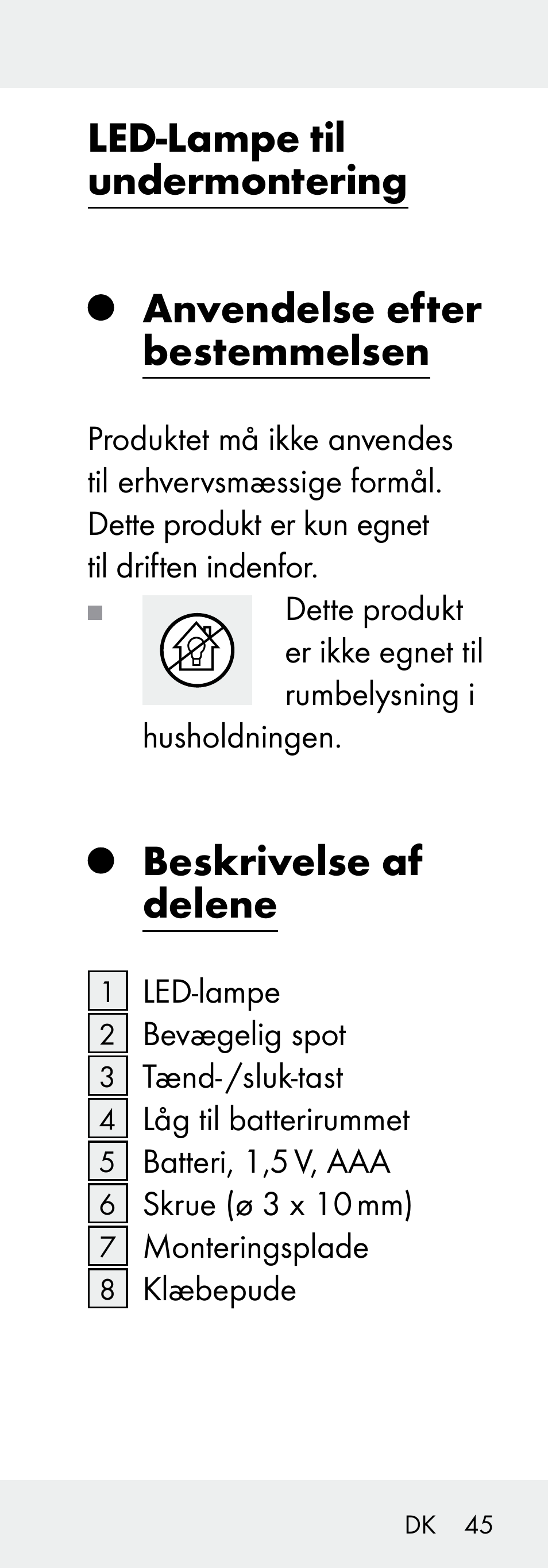 Beskrivelse af delene | Livarno 102738-14-01/ 102738-14-02 User Manual | Page 45 / 102