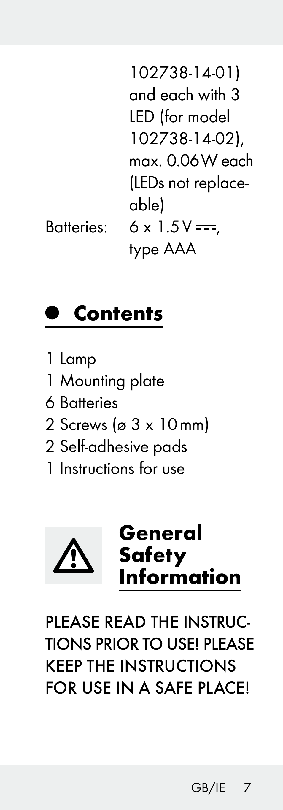 Livarno 102738-14-01/ 102738-14-02 User Manual | Page 7 / 102