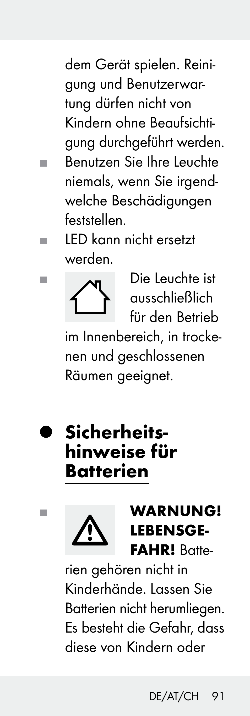 Sicherheits- hinweise für batterien | Livarno 102738-14-01/ 102738-14-02 User Manual | Page 91 / 102