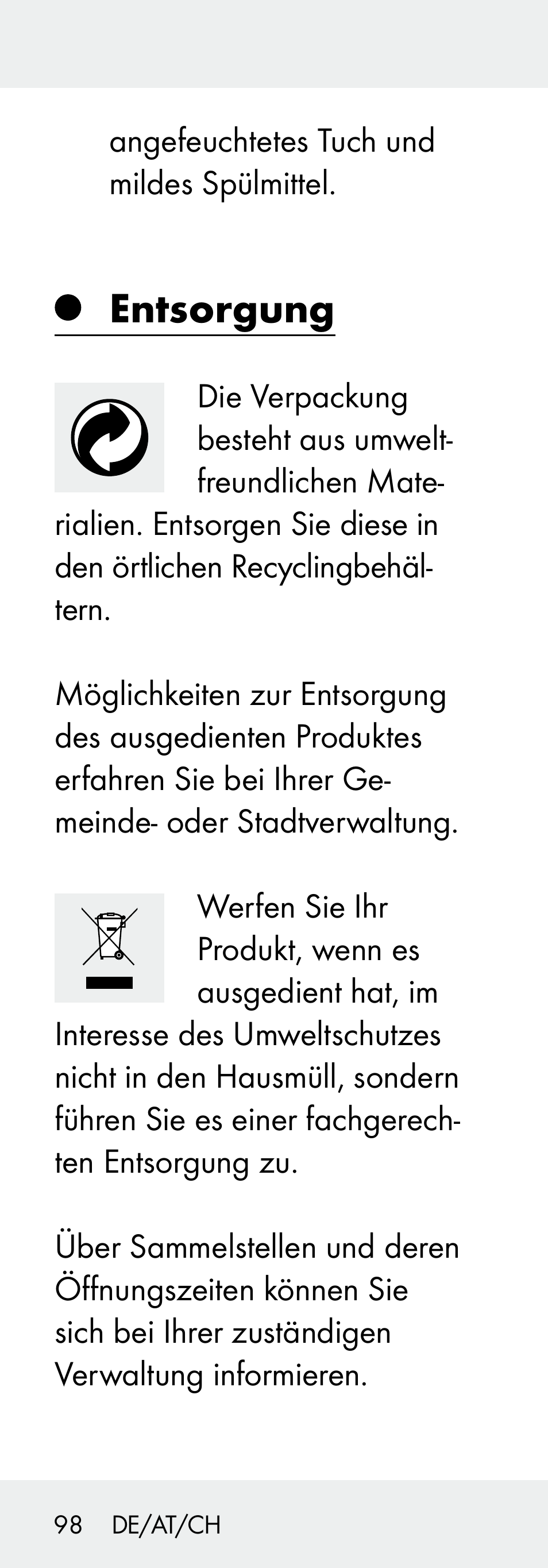 Entsorgung | Livarno 102738-14-01/ 102738-14-02 User Manual | Page 98 / 102
