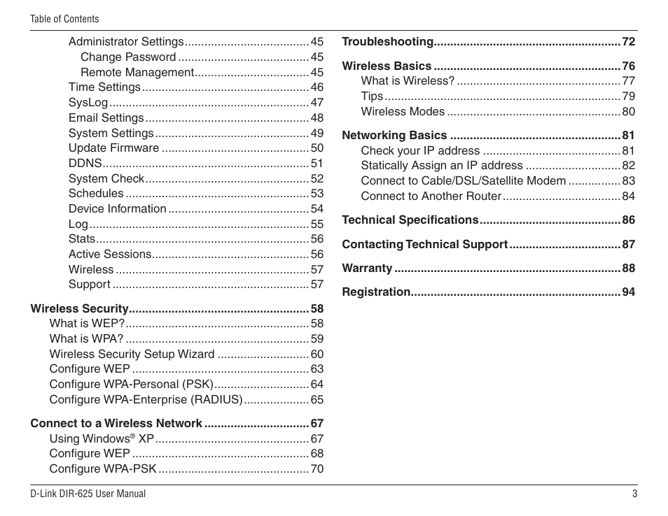 D-Link DIR-625 User Manual | Page 3 / 94