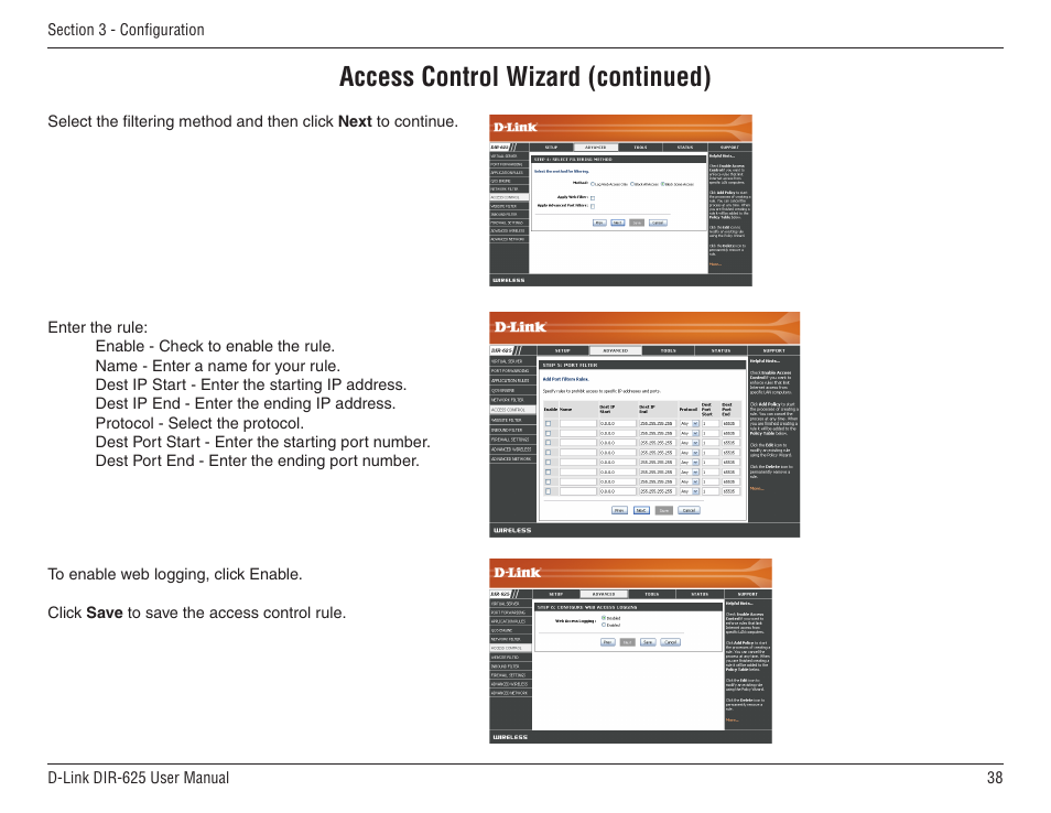 Access control wizard (continued) | D-Link DIR-625 User Manual | Page 38 / 94