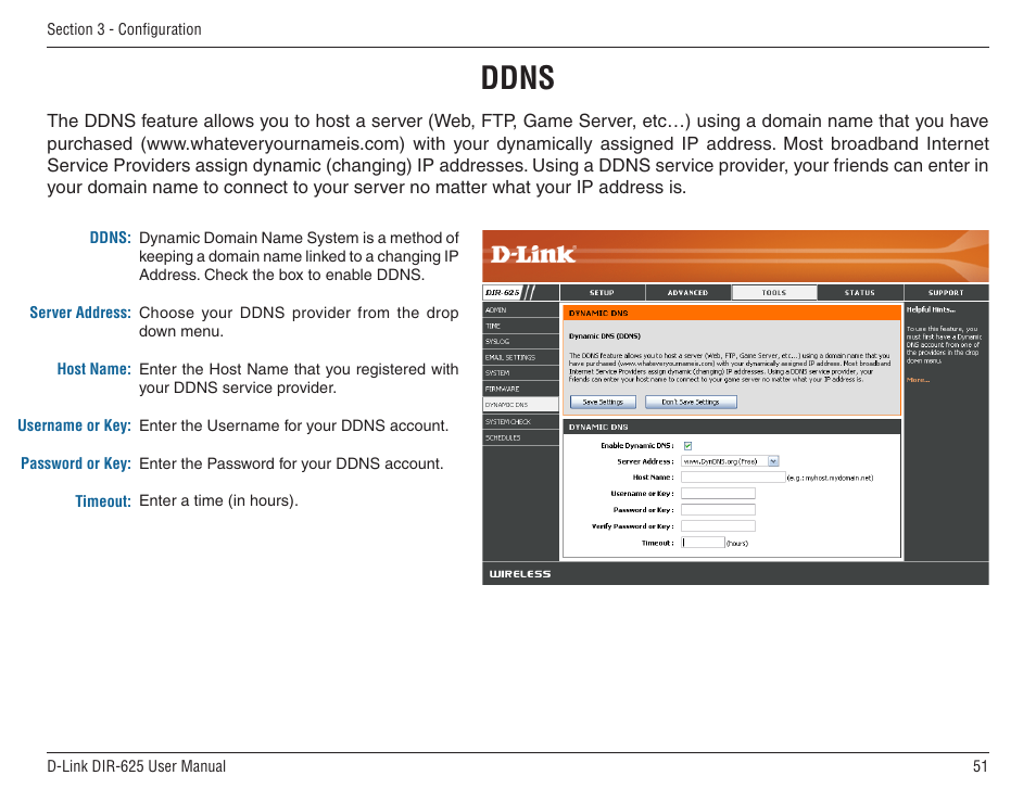 Ddns | D-Link DIR-625 User Manual | Page 51 / 94