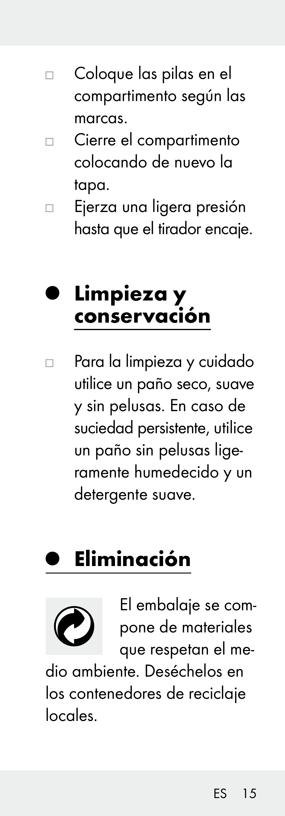 Limpieza y conservación, Eliminación | Livarno 102738-14-01/ 102738-14-02 User Manual | Page 15 / 78