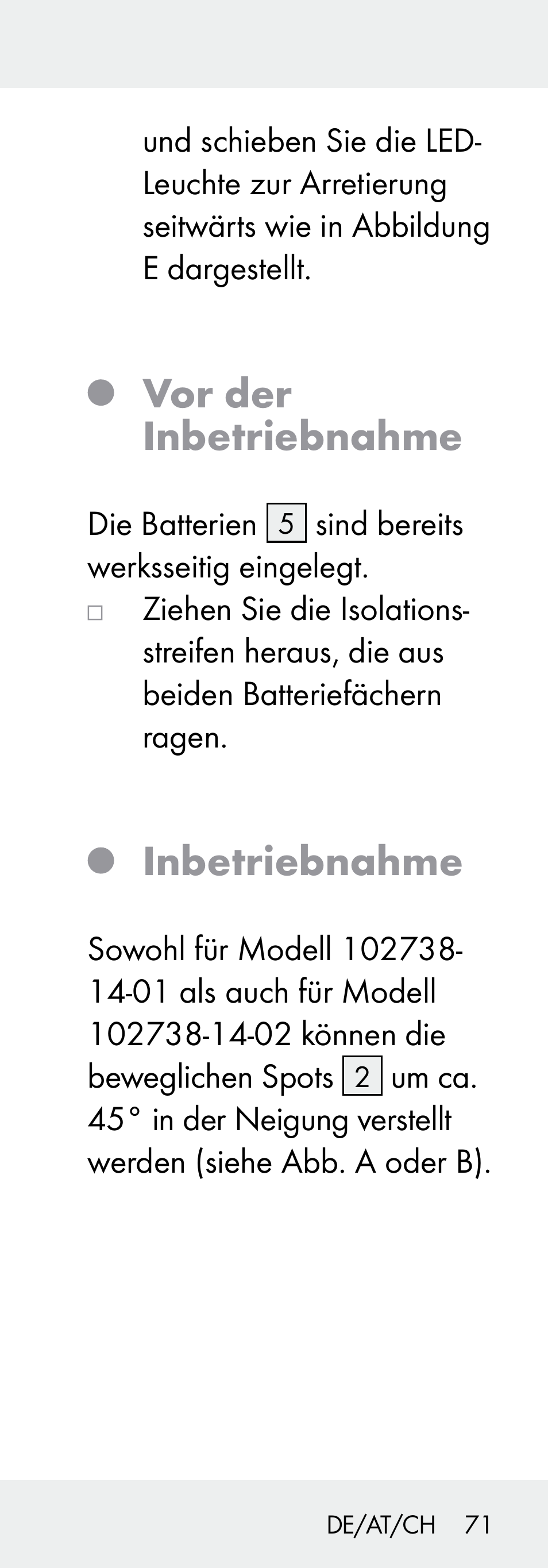 Vor der inbetriebnahme, Inbetriebnahme | Livarno 102738-14-01/ 102738-14-02 User Manual | Page 71 / 78