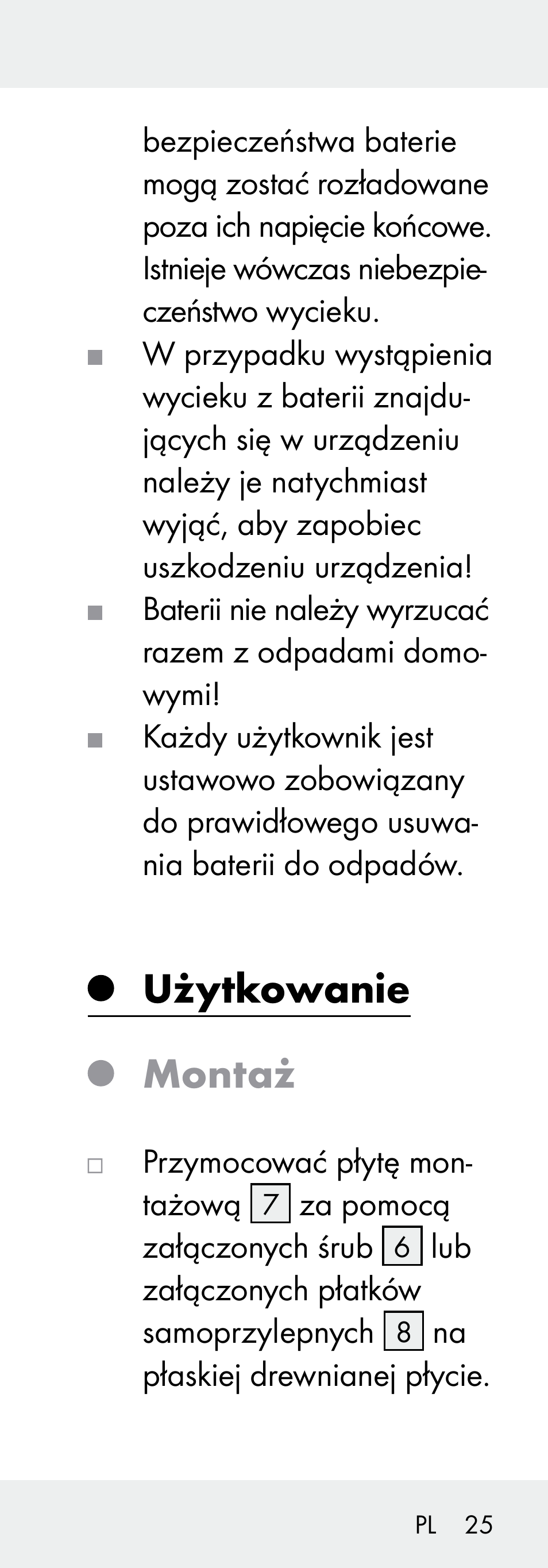 Użytkowanie montaż | Livarno 102738-14-01/ 102738-14-02 User Manual | Page 25 / 104