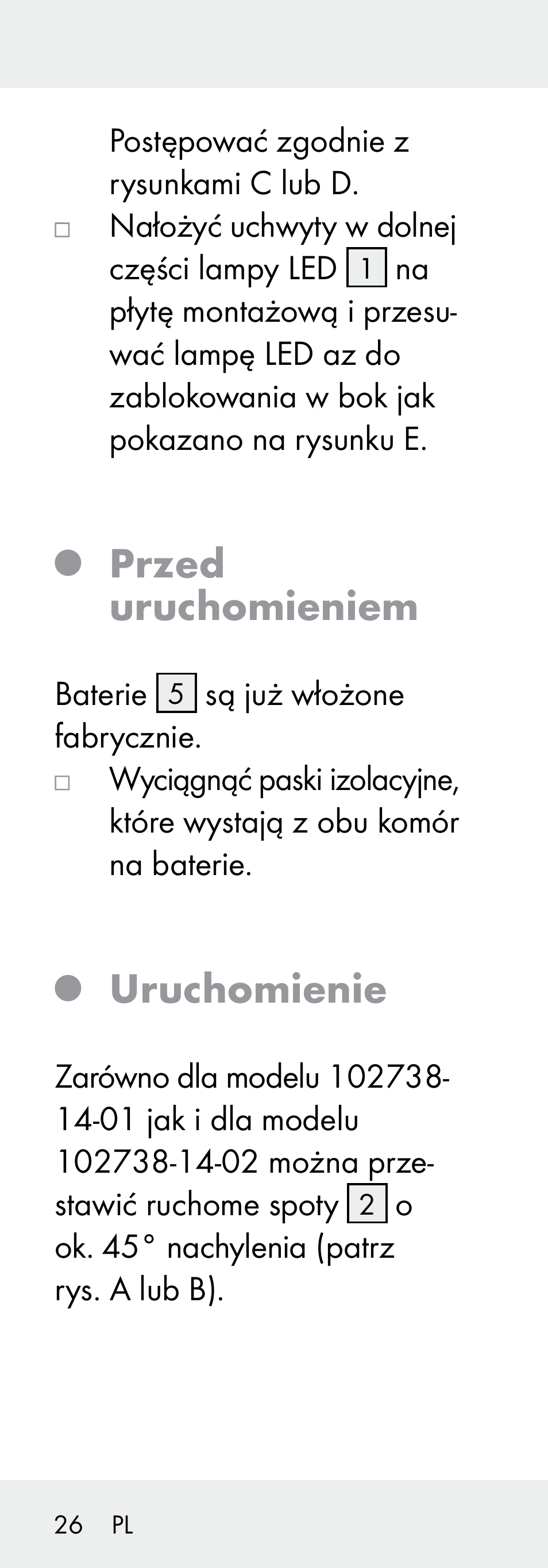 Przed uruchomieniem, Uruchomienie | Livarno 102738-14-01/ 102738-14-02 User Manual | Page 26 / 104