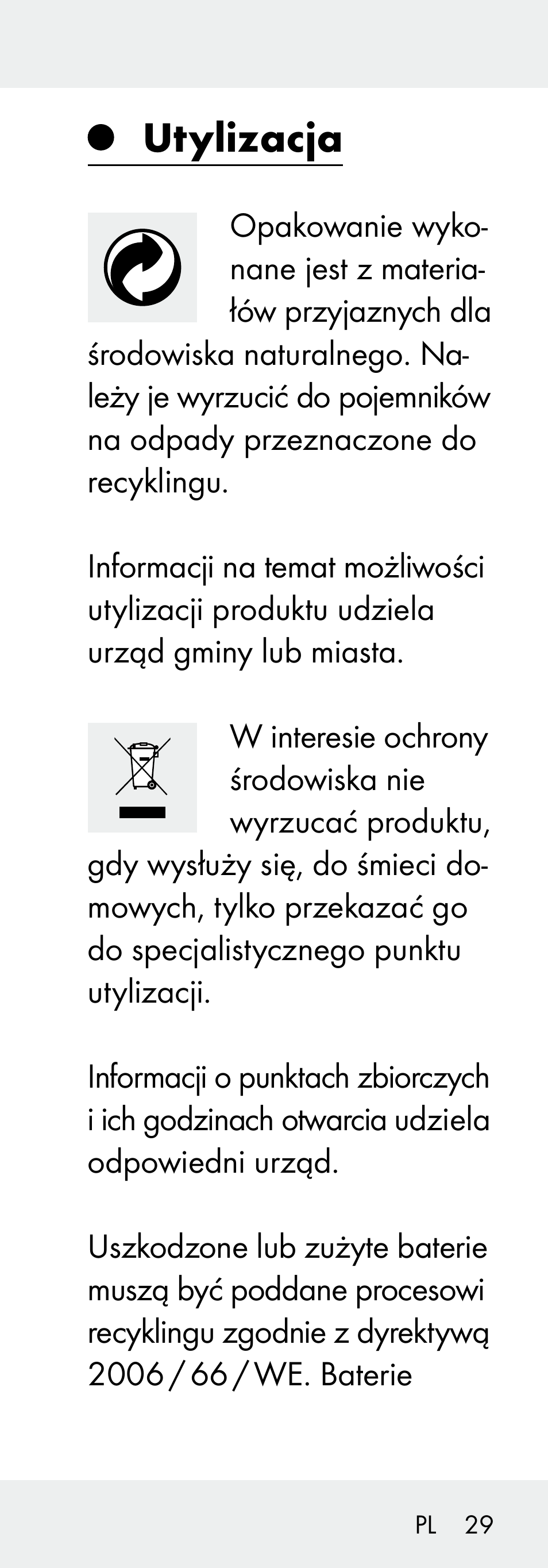 Utylizacja | Livarno 102738-14-01/ 102738-14-02 User Manual | Page 29 / 104