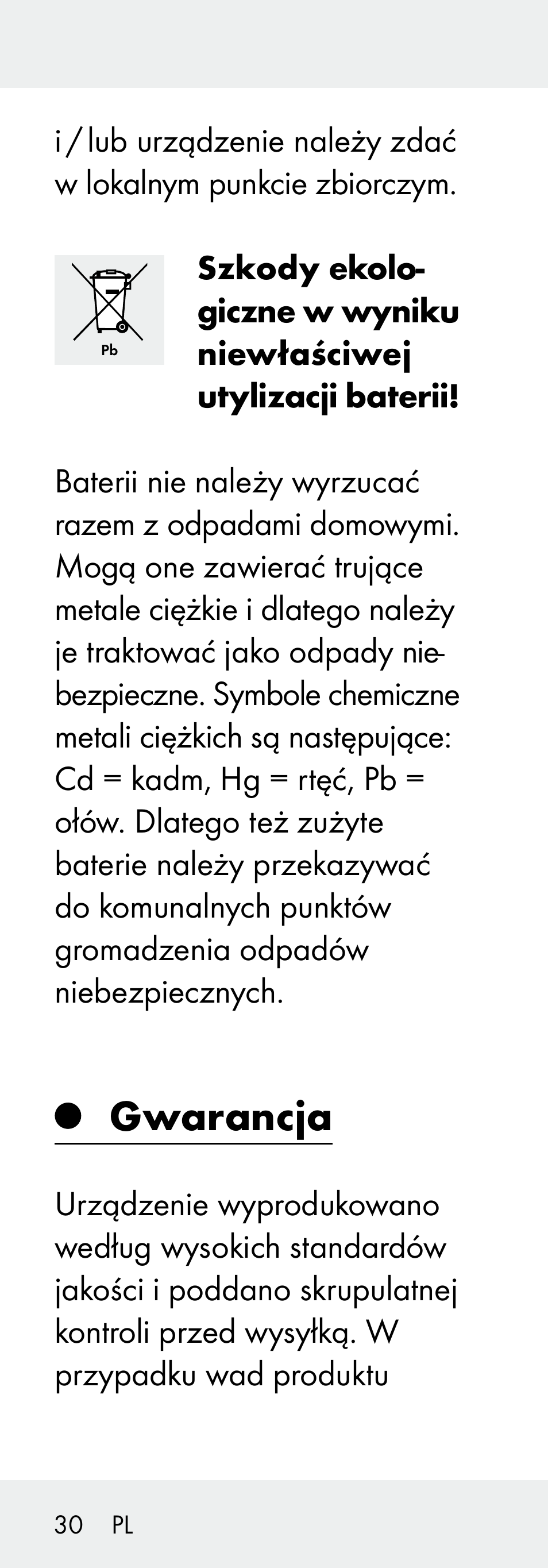 Gwarancja | Livarno 102738-14-01/ 102738-14-02 User Manual | Page 30 / 104