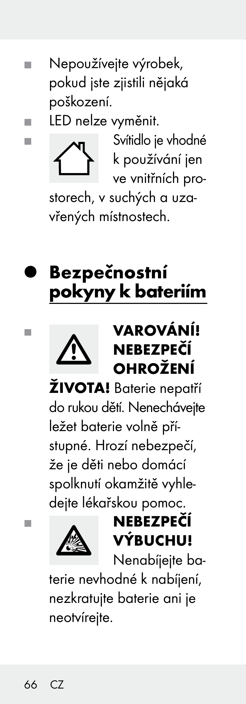 Bezpečnostní pokyny k bateriím | Livarno 102738-14-01/ 102738-14-02 User Manual | Page 66 / 104