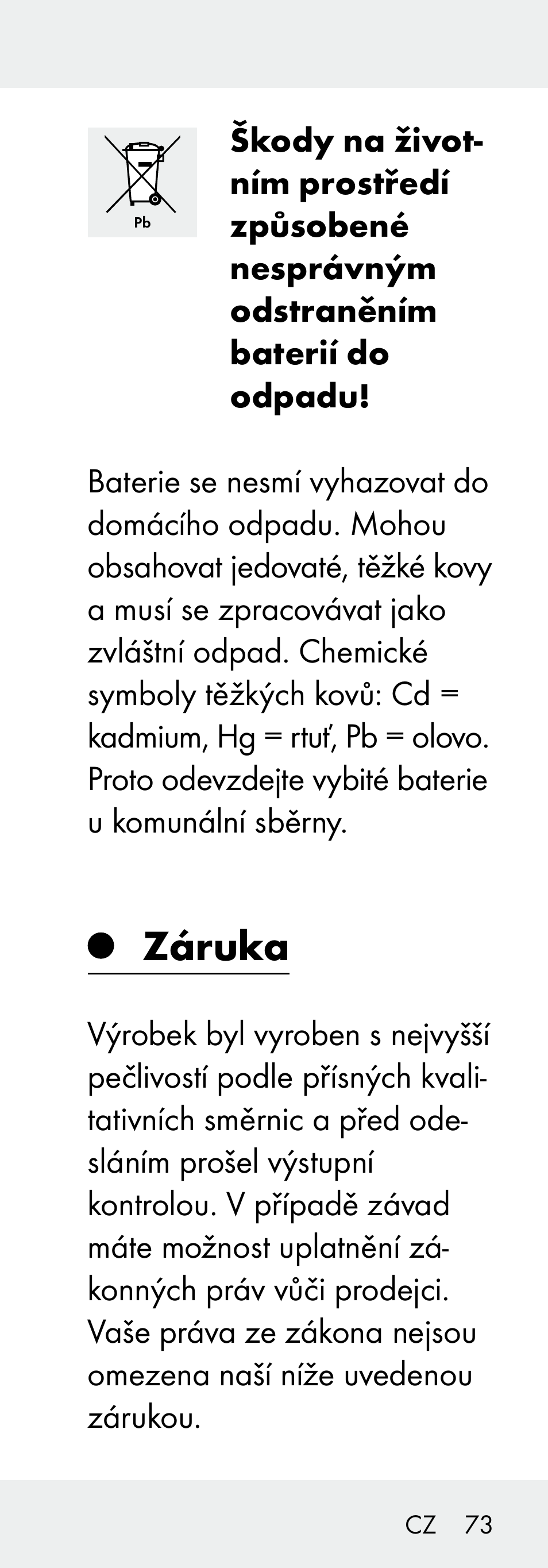 Záruka | Livarno 102738-14-01/ 102738-14-02 User Manual | Page 73 / 104