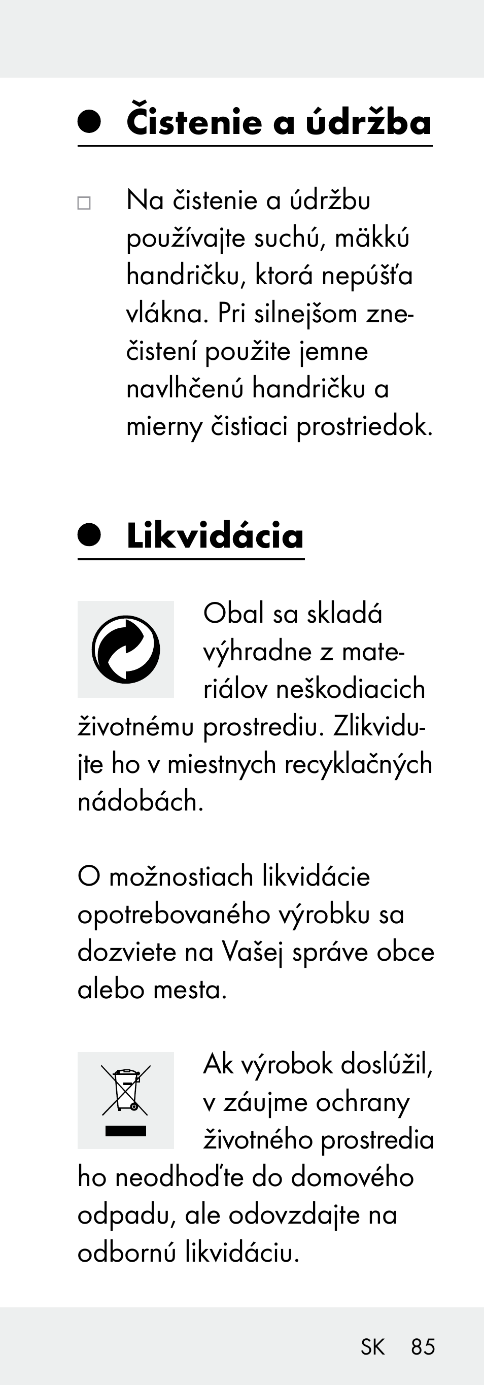 Čistenie a údržba, Likvidácia | Livarno 102738-14-01/ 102738-14-02 User Manual | Page 85 / 104