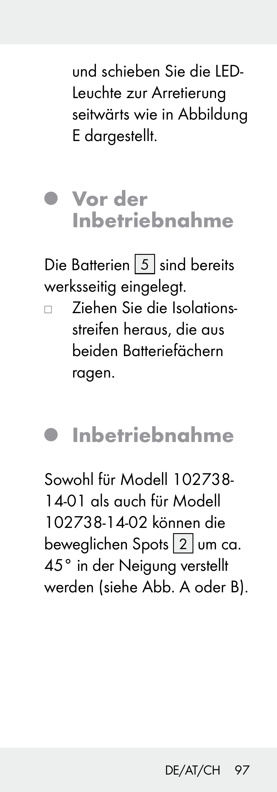 Vor der inbetriebnahme, Inbetriebnahme | Livarno 102738-14-01/ 102738-14-02 User Manual | Page 97 / 104