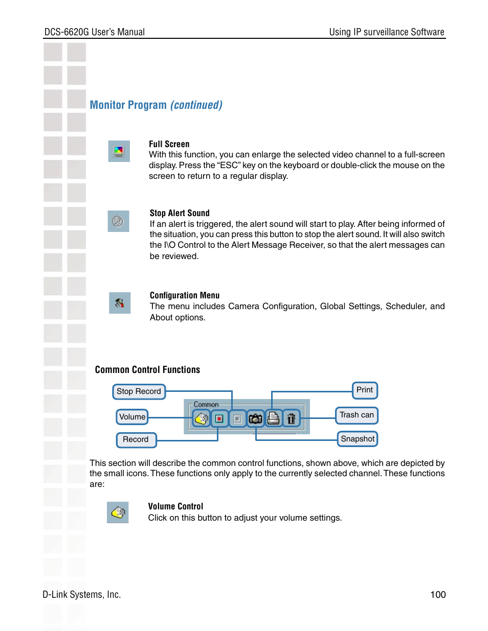 Monitor program (continued) | D-Link DCS-6620G User Manual | Page 100 / 145