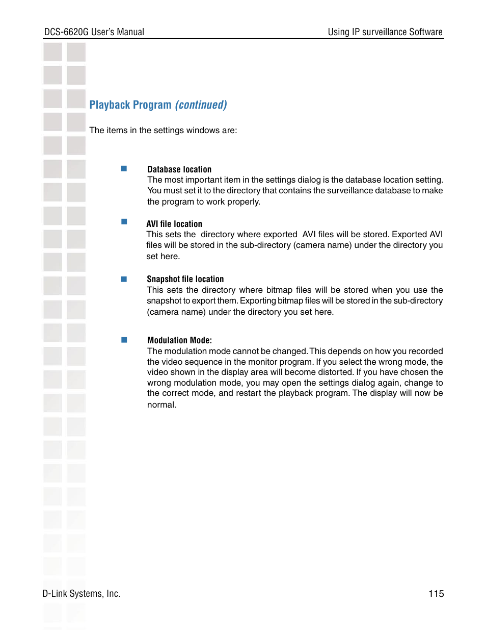 D-Link DCS-6620G User Manual | Page 115 / 145