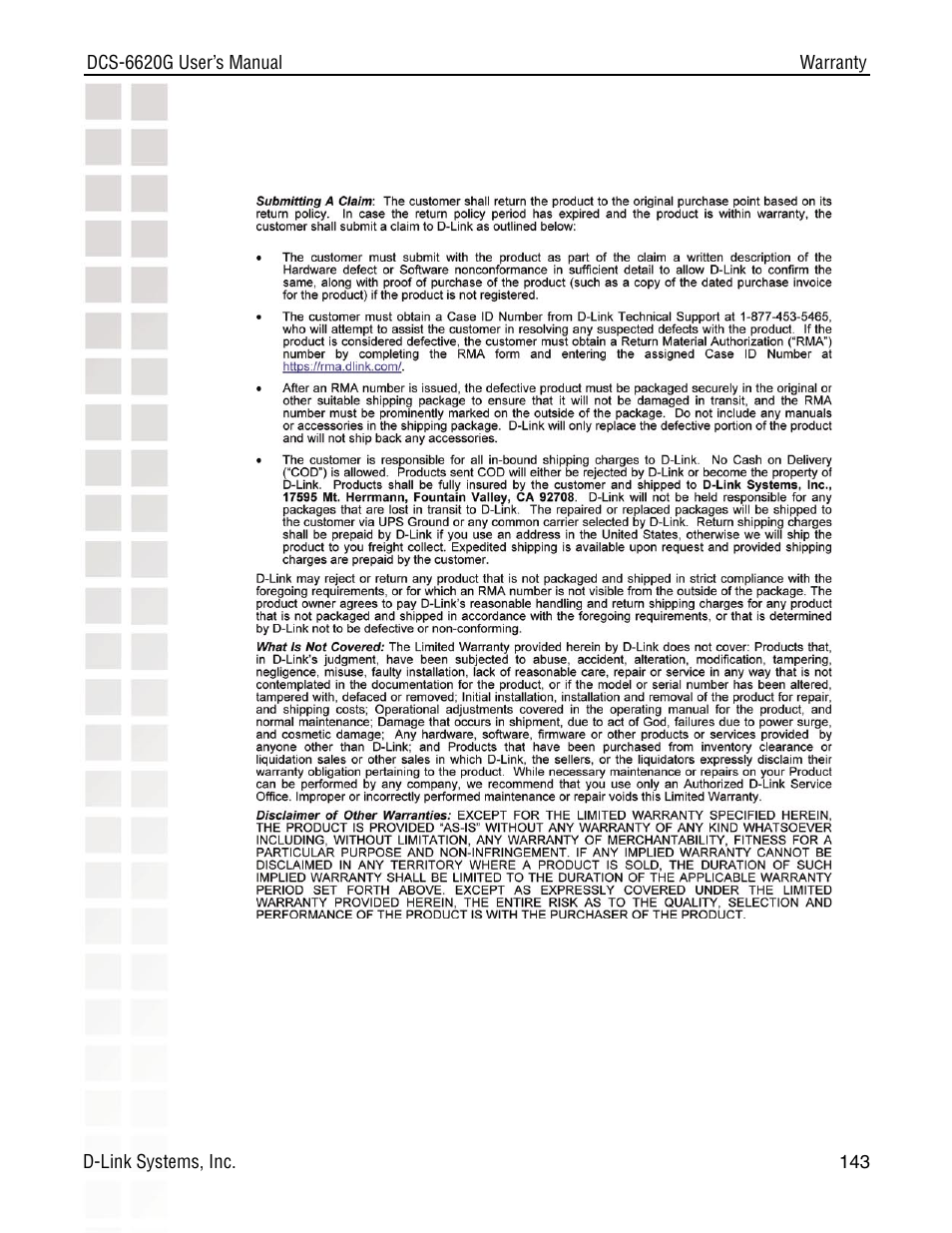 D-Link DCS-6620G User Manual | Page 143 / 145