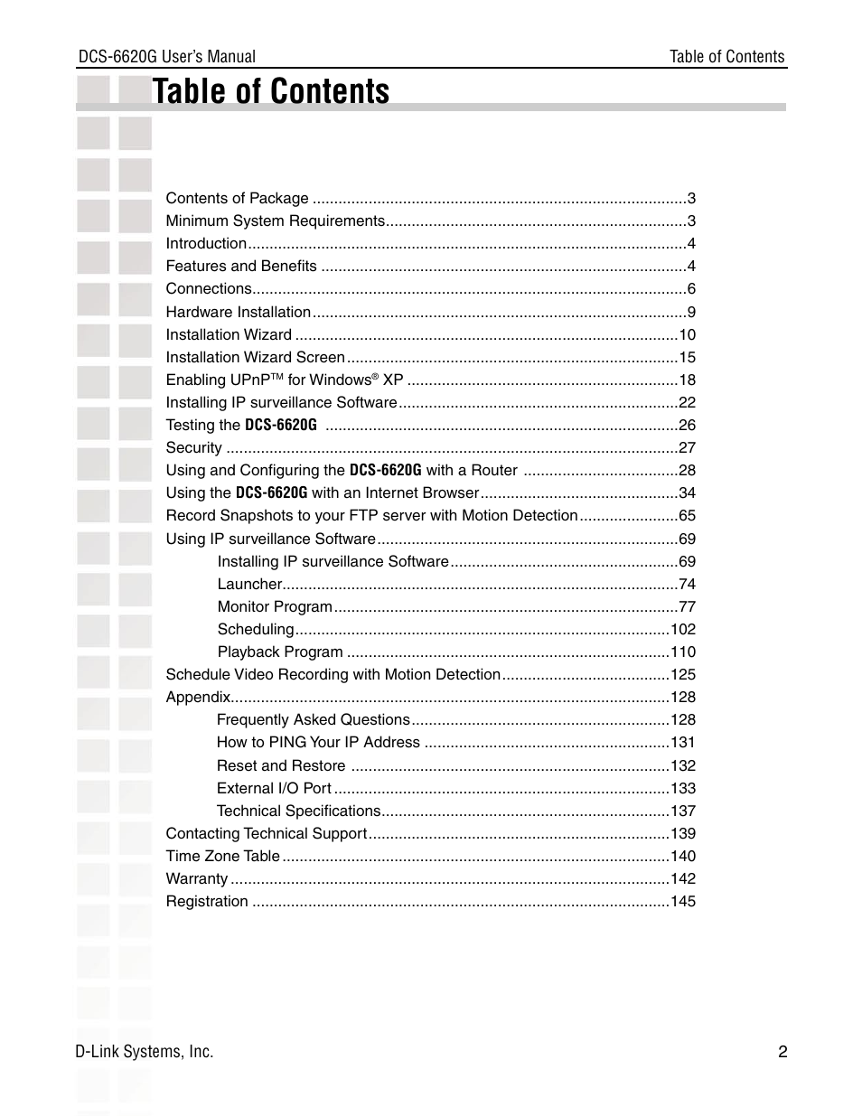 D-Link DCS-6620G User Manual | Page 2 / 145