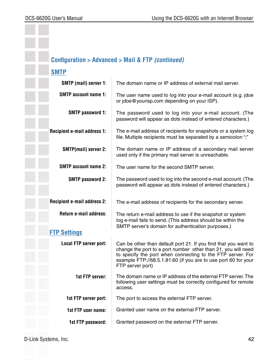 D-Link DCS-6620G User Manual | Page 42 / 145