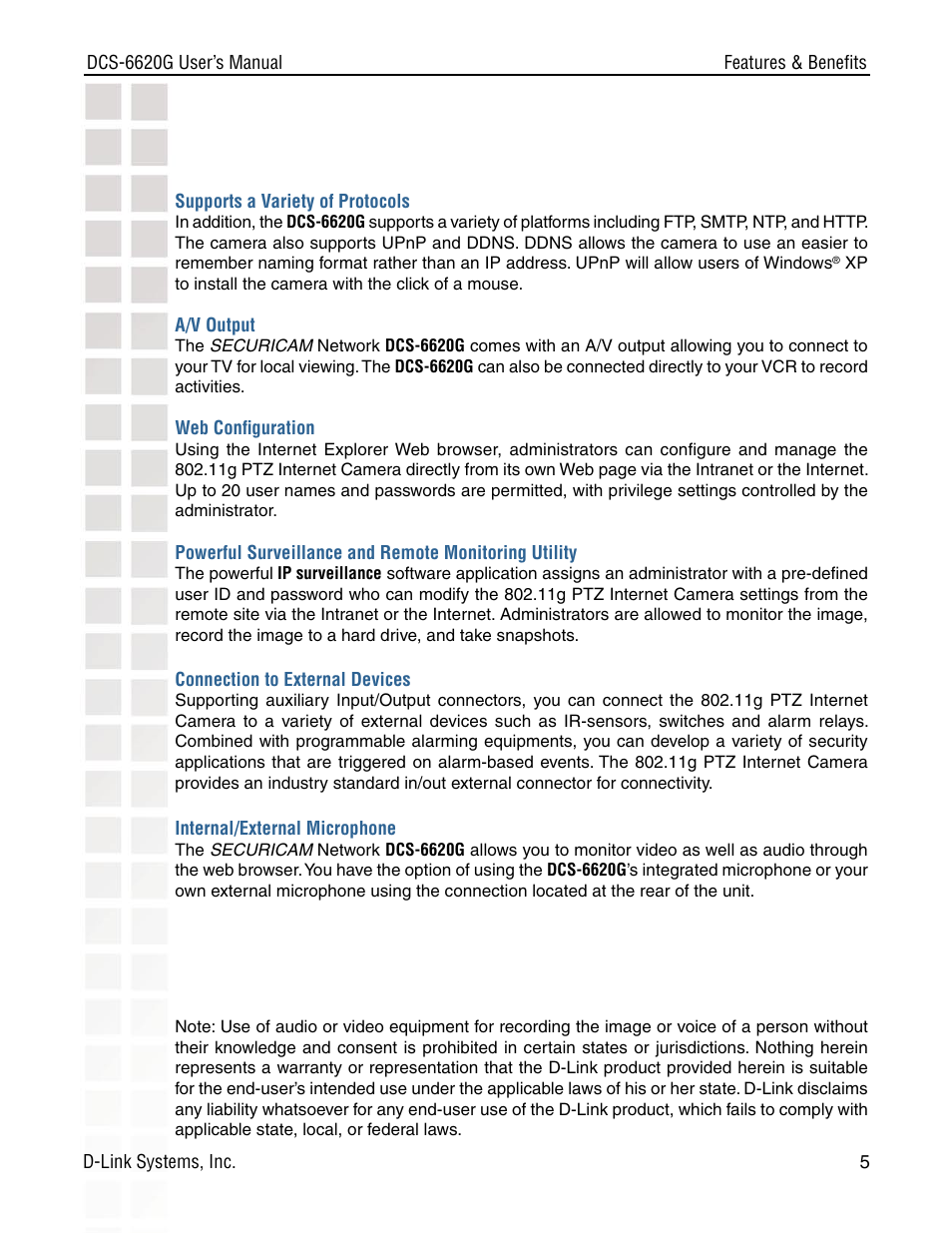 D-Link DCS-6620G User Manual | Page 5 / 145