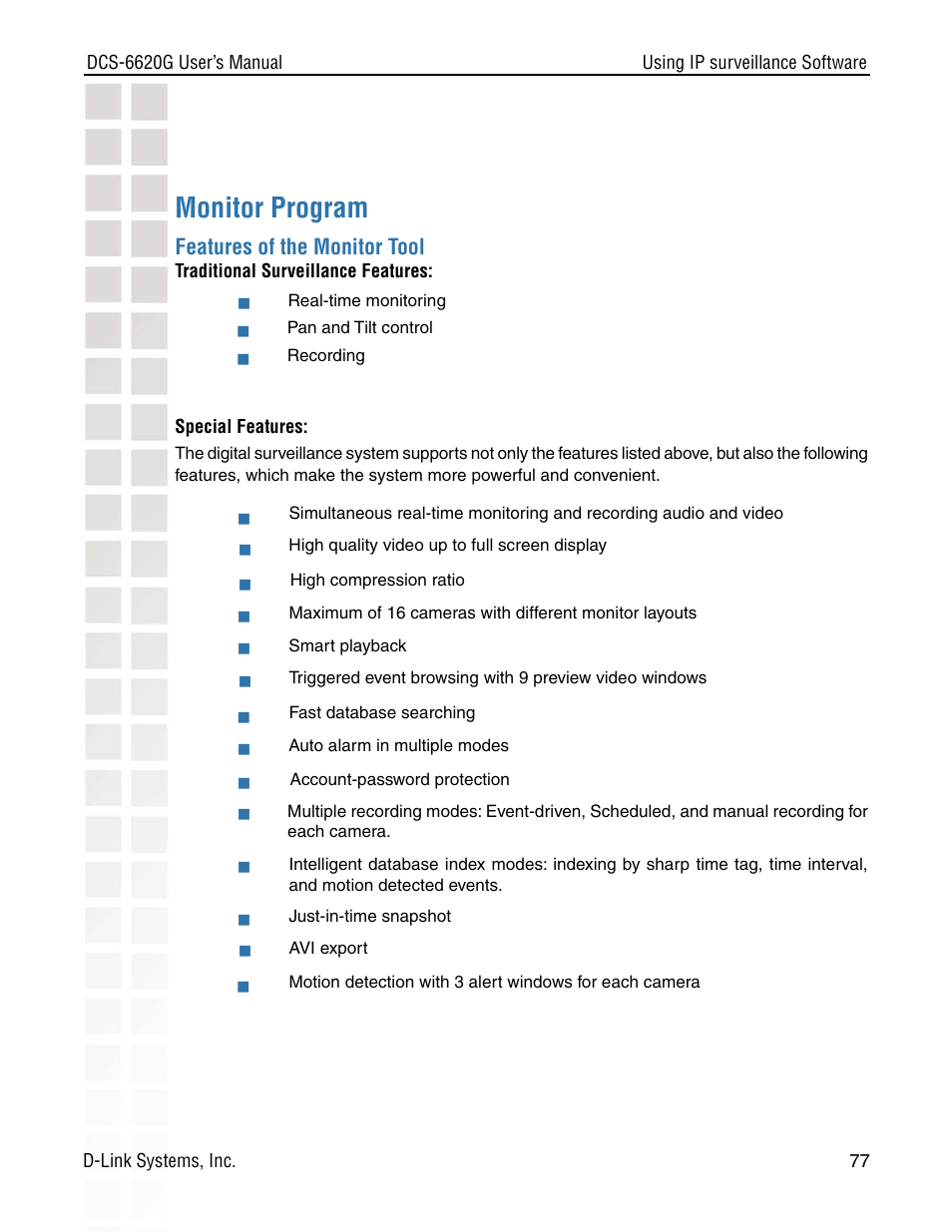 Monitor program | D-Link DCS-6620G User Manual | Page 77 / 145