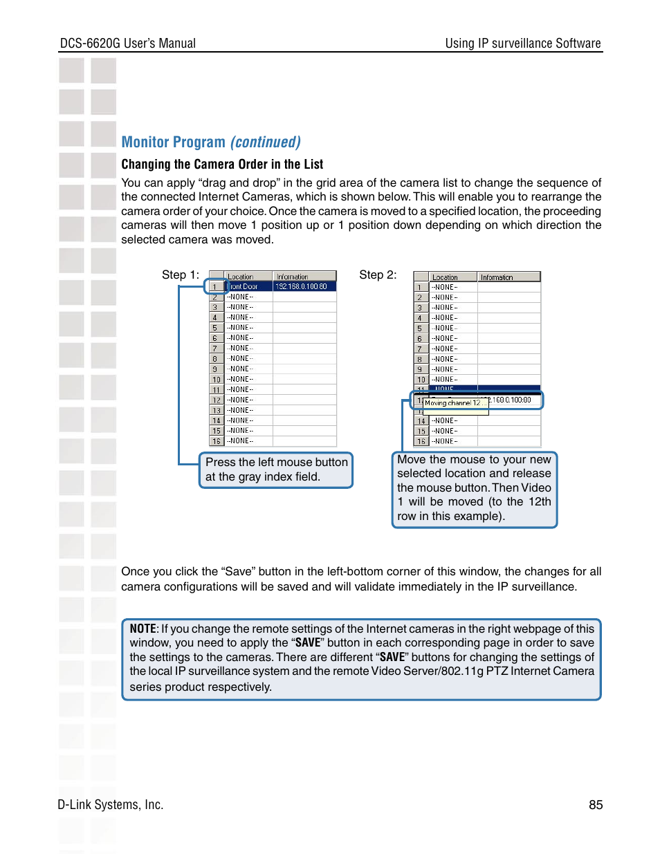 Monitor program (continued) | D-Link DCS-6620G User Manual | Page 85 / 145