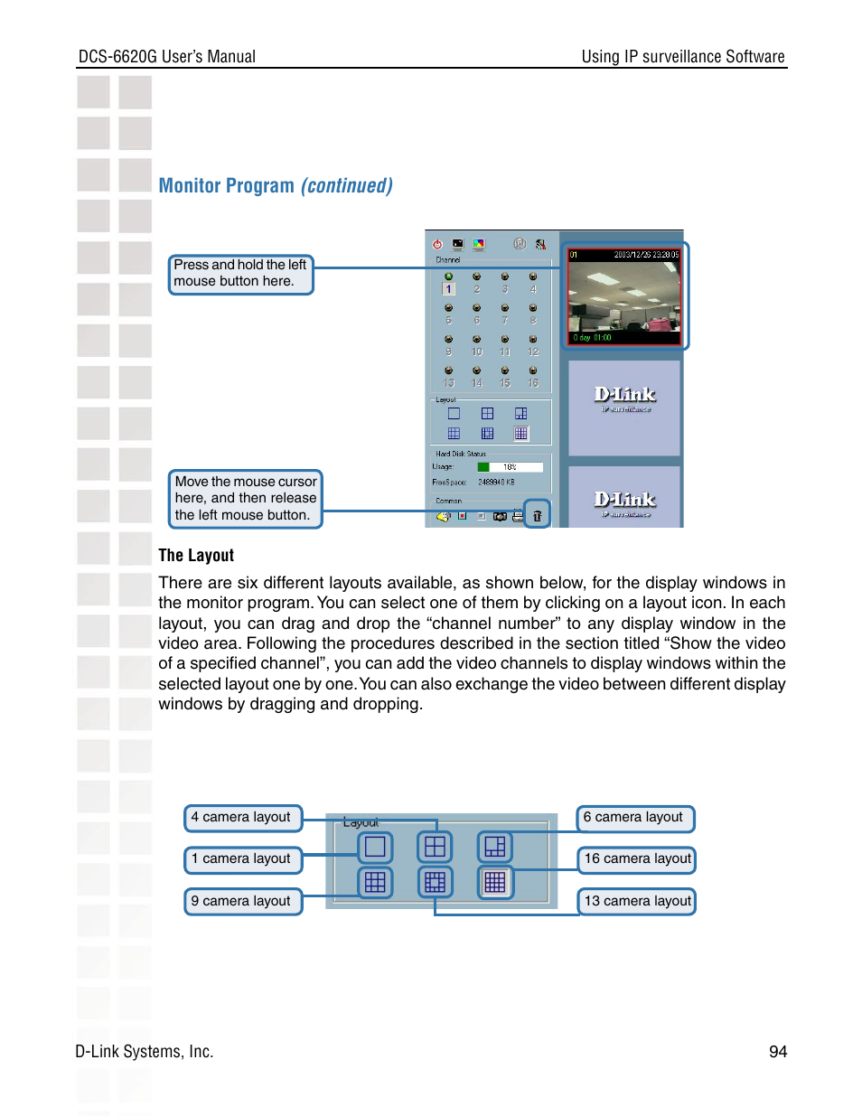 Monitor program (continued) | D-Link DCS-6620G User Manual | Page 94 / 145
