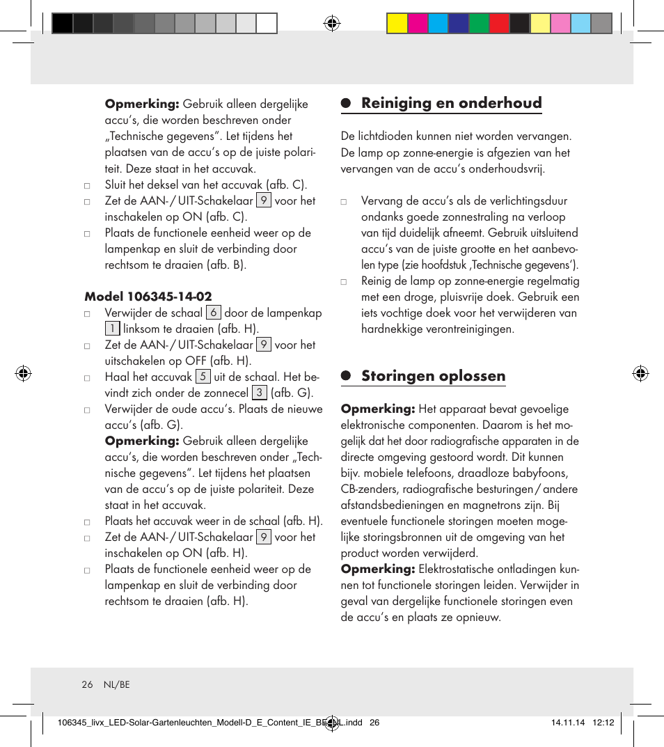 Reiniging en onderhoud, Storingen oplossen | Livarno 106345-14-01/106345-14-02 User Manual | Page 26 / 37