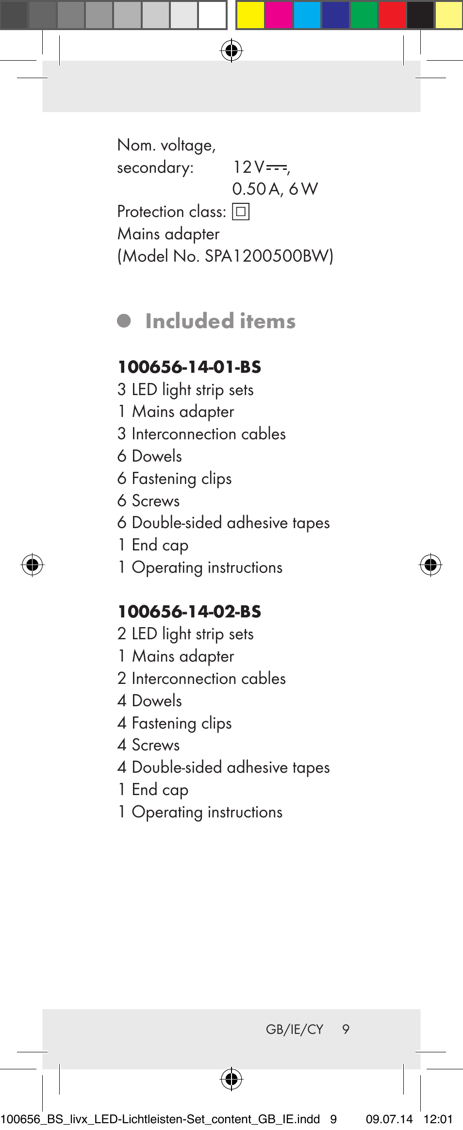 Included items | Livarno 100656-14-01/ 100656-14-02 User Manual | Page 9 / 32