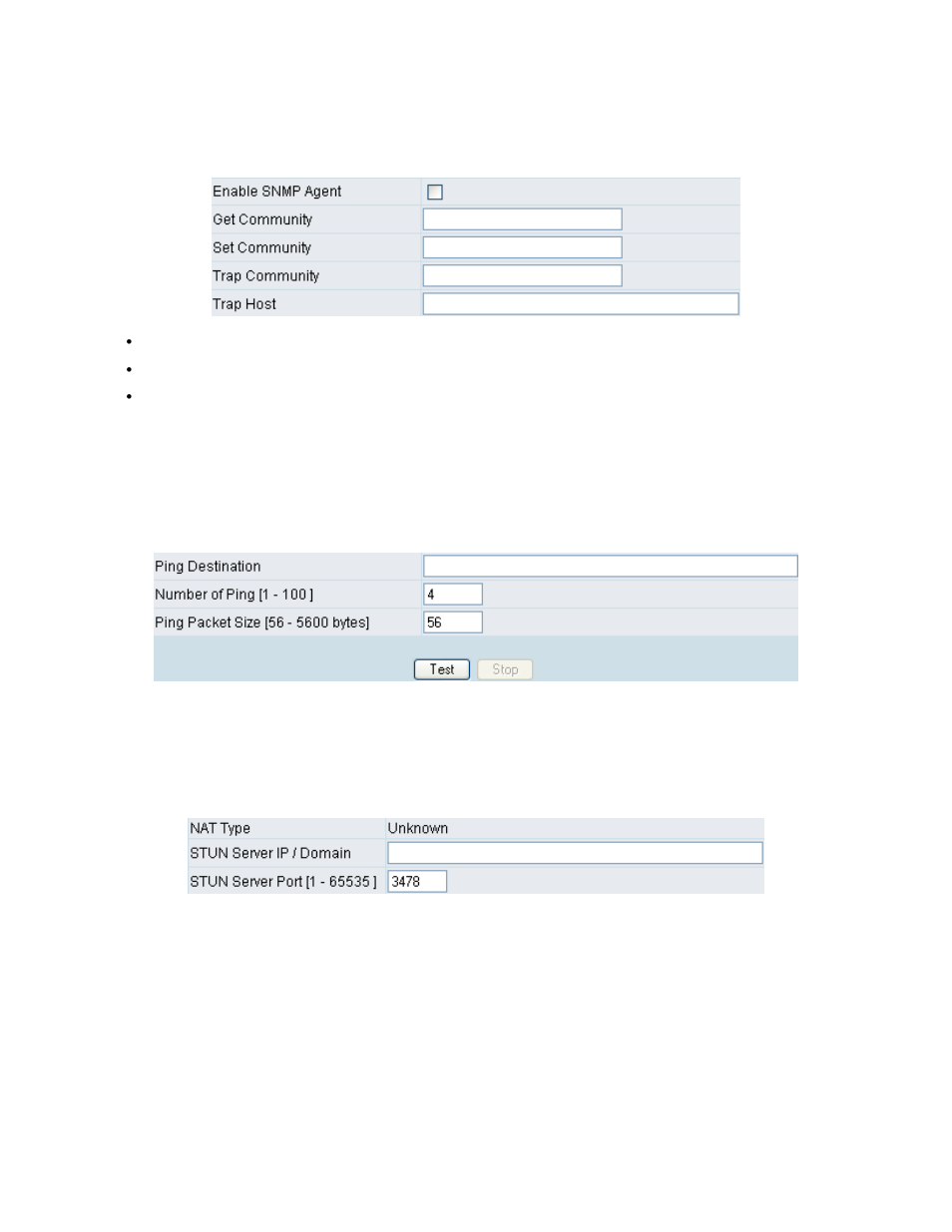 27 snmp, 28 ping test, 29 stun inquiry | D-Link VOIP TA DVG-5112S User Manual | Page 43 / 62