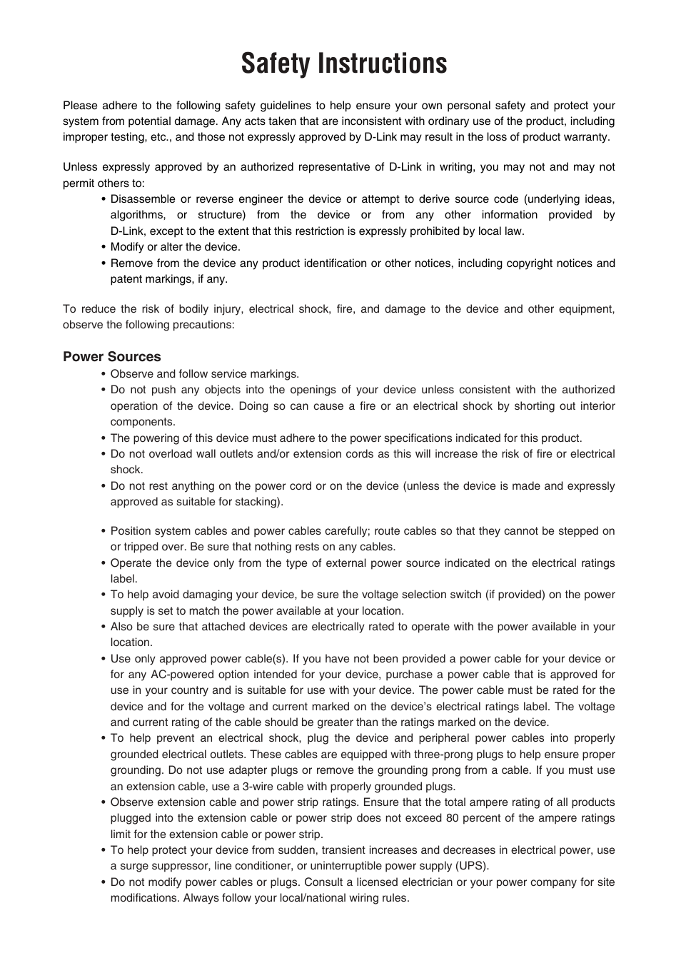 Safety instructions | D-Link VOIP TA DVG-5112S User Manual | Page 55 / 62