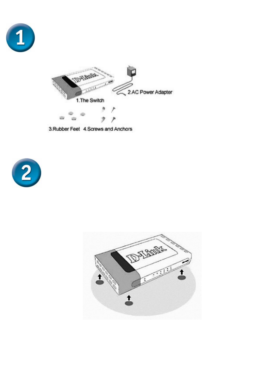 Physical installation, Unpacking | D-Link DES-1005D User Manual | Page 2 / 4