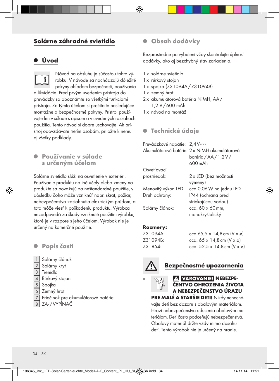 Livarno Z31094A/Z31094B/Z31854 User Manual | Page 34 / 45