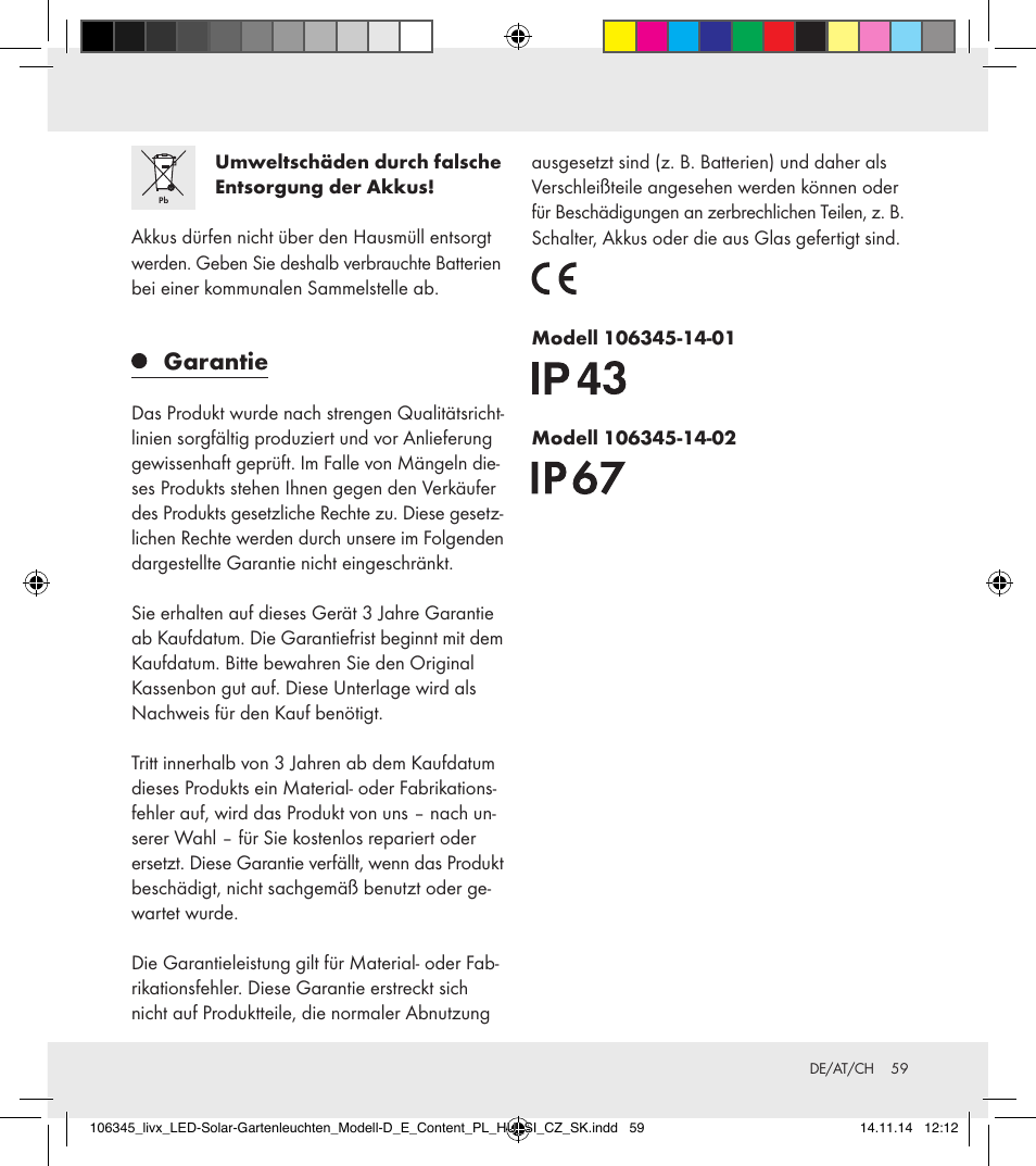 Garantie | Livarno 106345-14-01/106345-14-02 User Manual | Page 59 / 60