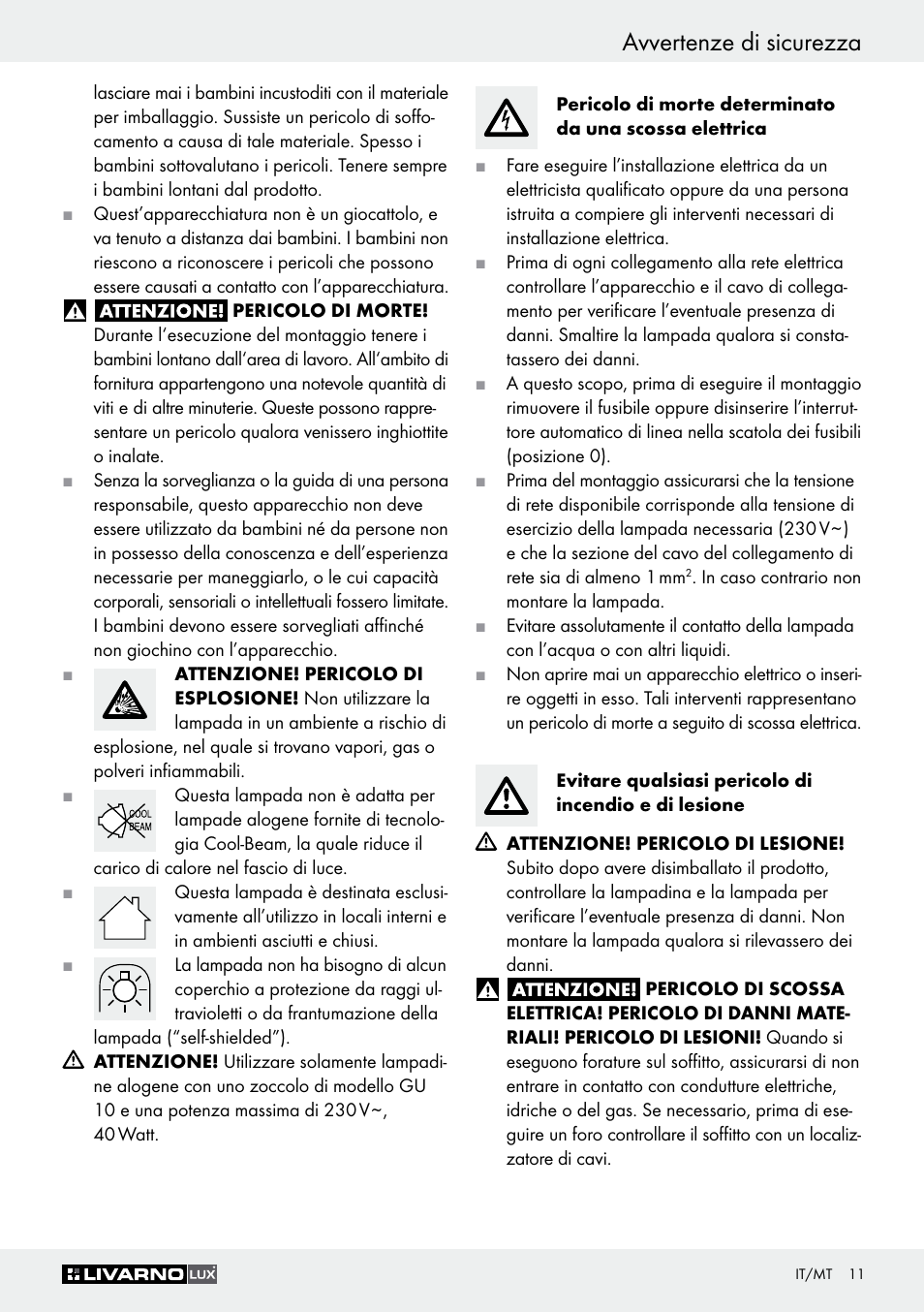 Avvertenze di sicurezza | Livarno Z30759 User Manual | Page 11 / 33