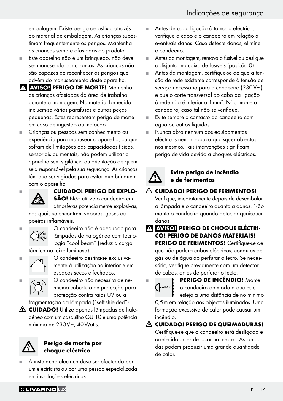 Indicações de segurança | Livarno Z30759 User Manual | Page 17 / 33