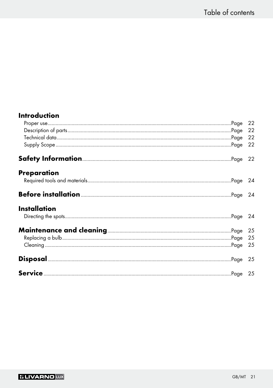 Livarno Z30759 User Manual | Page 21 / 33