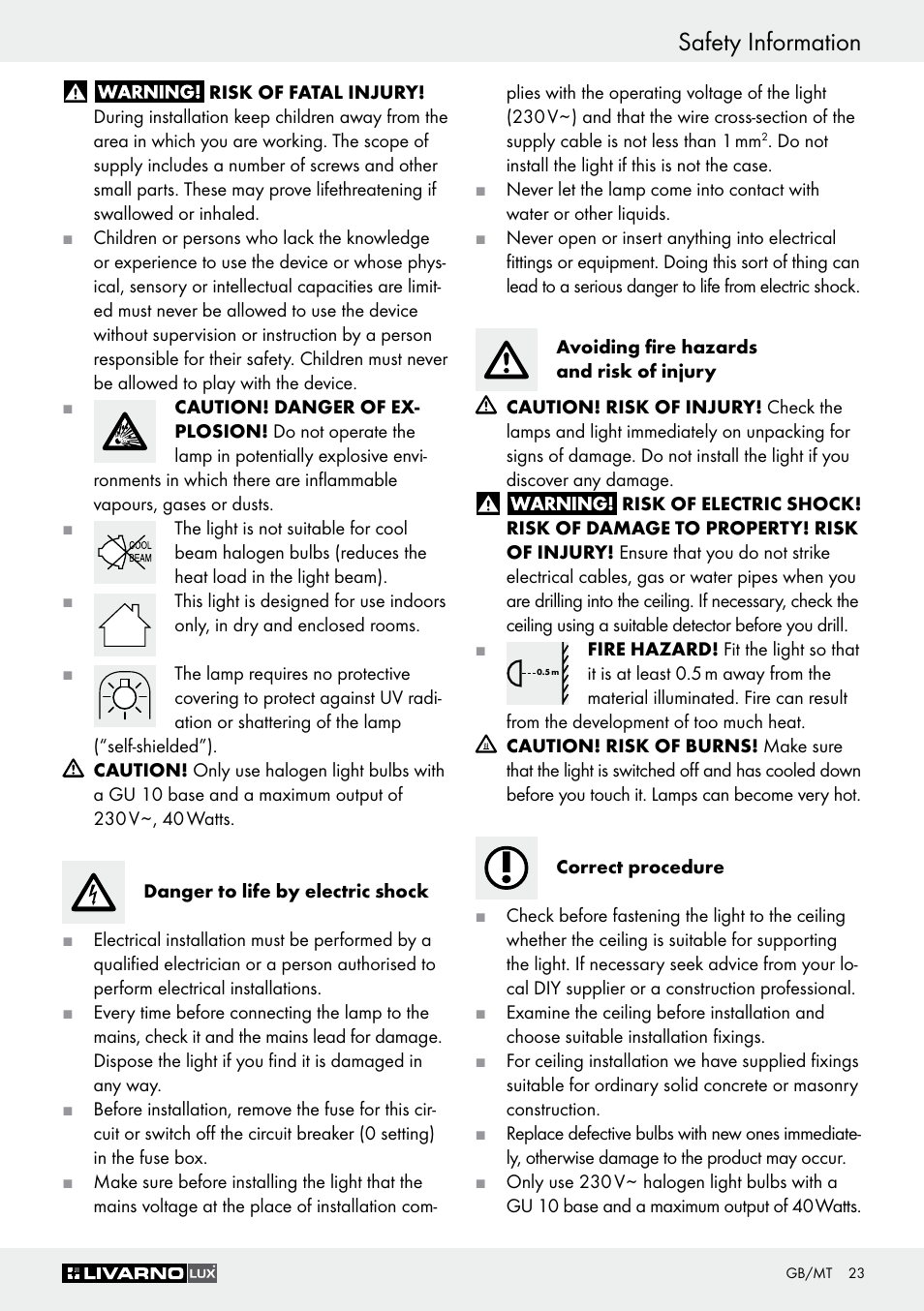 Safety information | Livarno Z30759 User Manual | Page 23 / 33