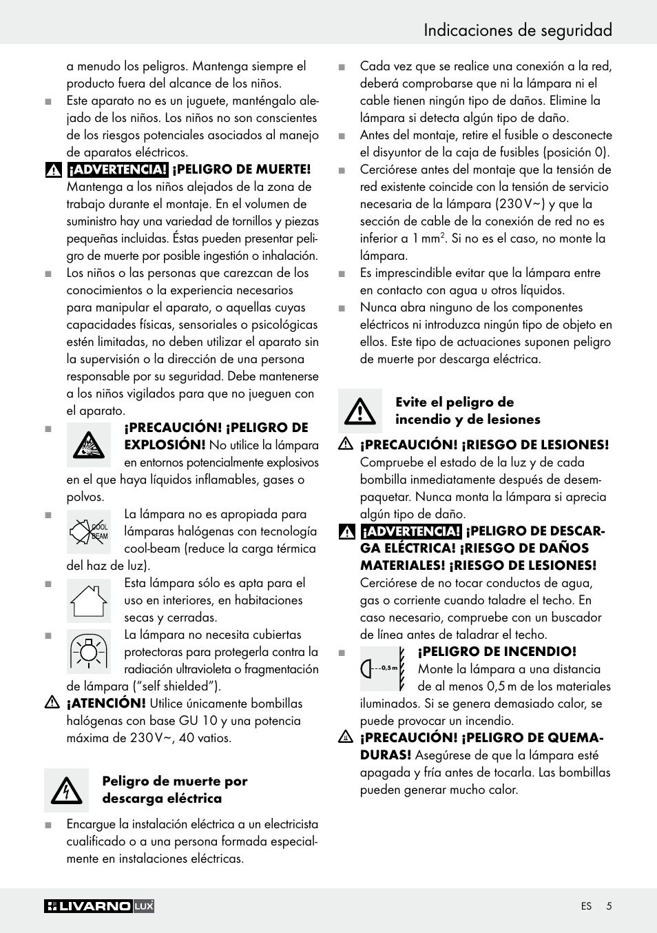 Indicaciones de seguridad | Livarno Z30759 User Manual | Page 5 / 33