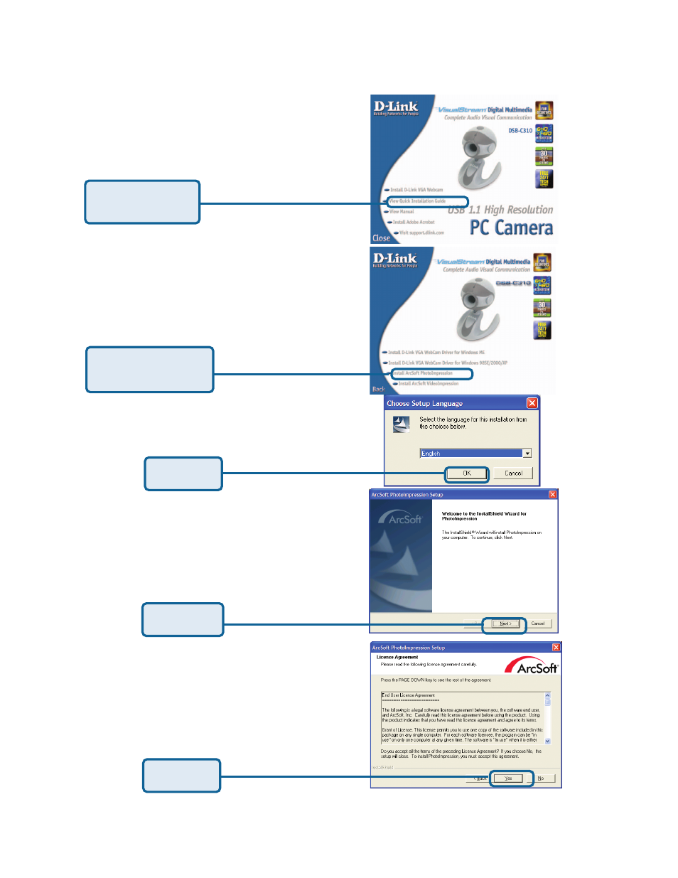 Installation | D-Link VisualStream 300K Pixel PC Camera User Manual | Page 6 / 30