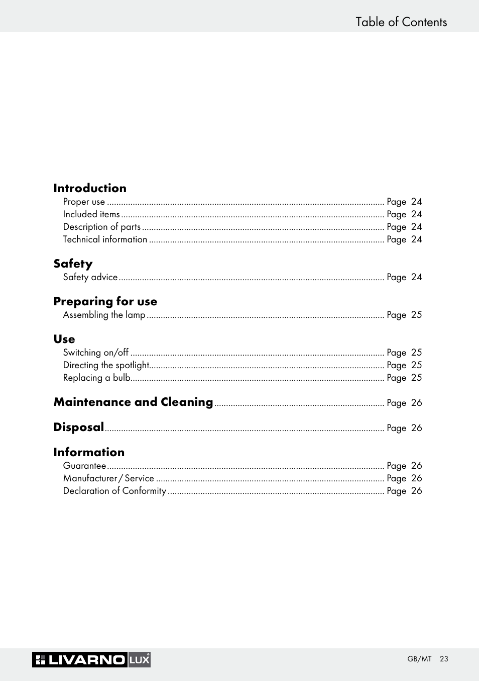 Livarno 7594-010L User Manual | Page 23 / 33