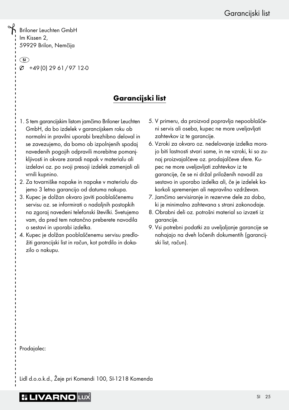 Garancijski list | Livarno 7594-010L User Manual | Page 25 / 45