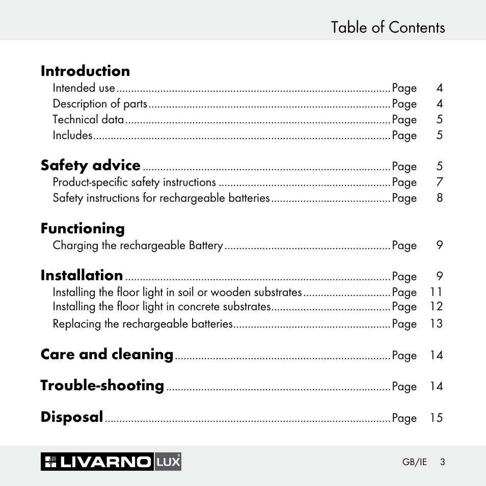 Livarno Z30697 User Manual | Page 3 / 25
