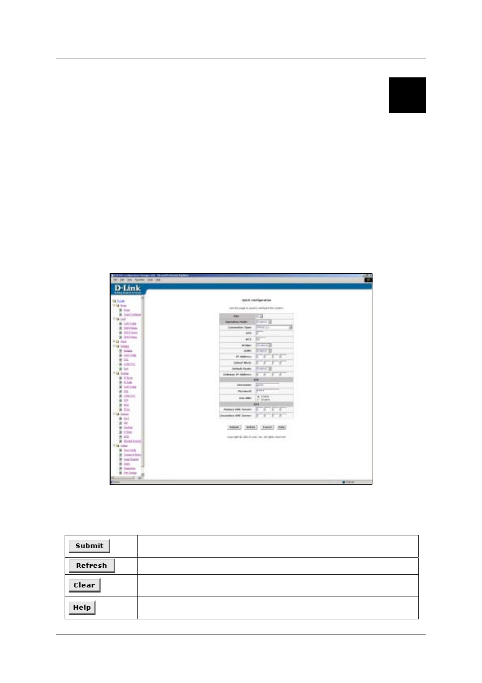 Web configuration management guide, Manager interface layout, Commonly used buttons | D-Link DSL-500G User Manual | Page 26 / 66