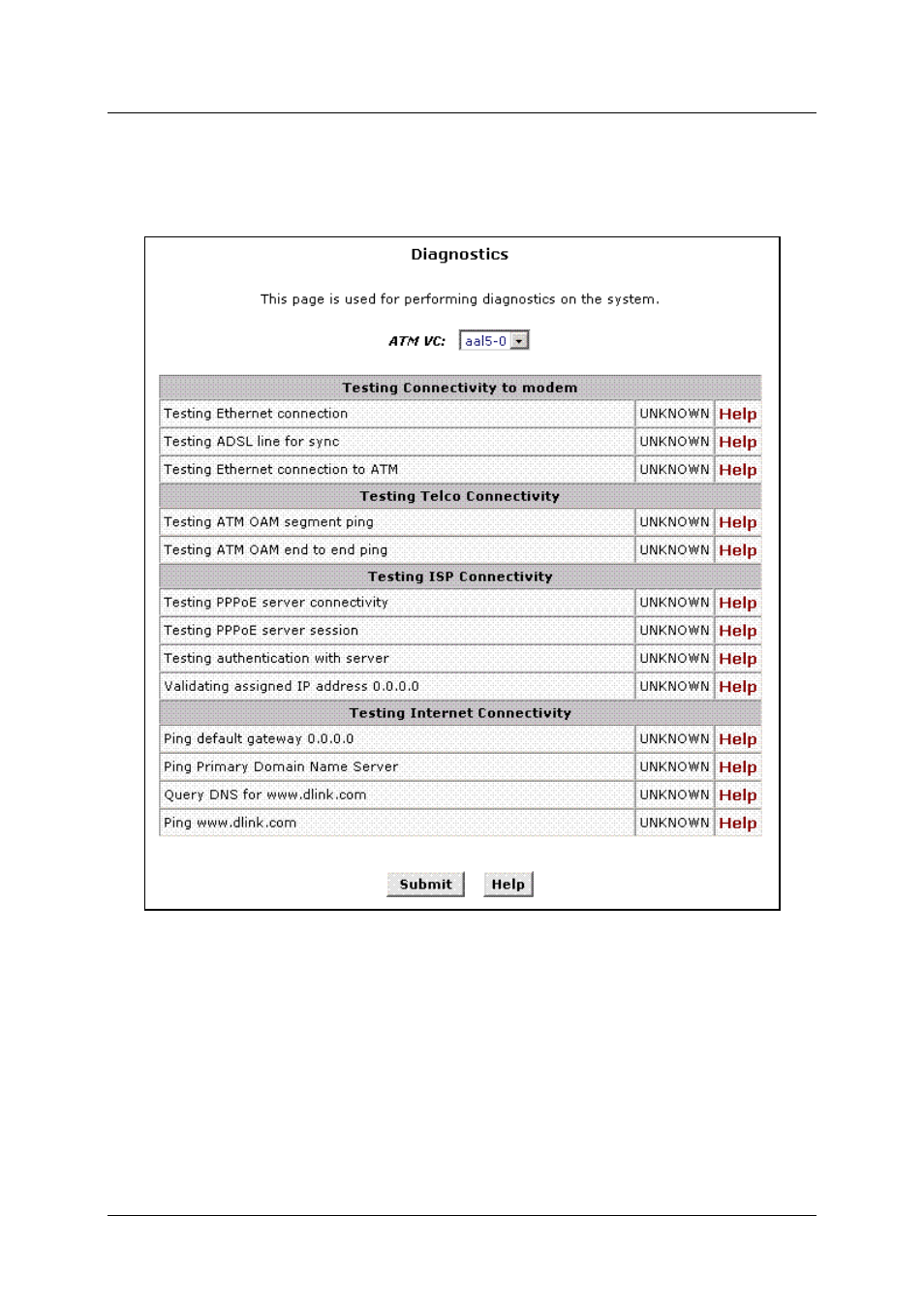 Diagnostics, Figure 32. diagnostics window | D-Link DSL-500G User Manual | Page 58 / 66