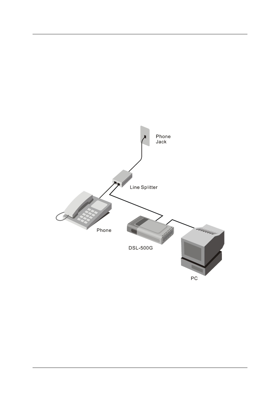 Split line filter, Figure 36. split line filter installation | D-Link DSL-500G User Manual | Page 62 / 66